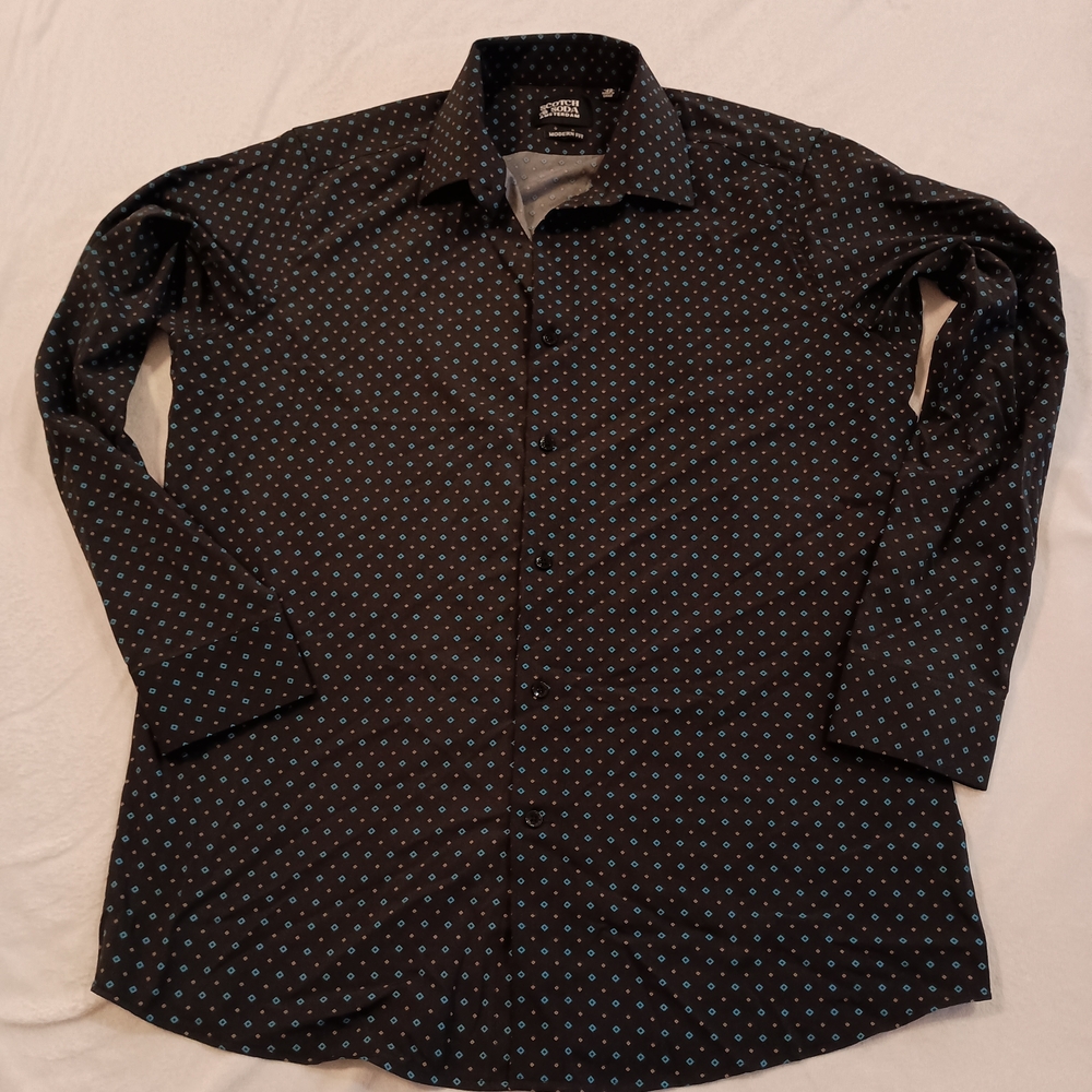 Scotch & Soda Amsterdam Modern Fit Men's Button Up Long Sleeve Shirt Size 17/43